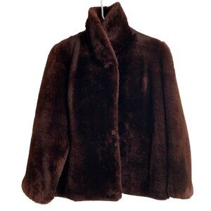 VTG Womens Green Bay Furriers Size M Faux Fur Teddy Crop Jacket 7144 Pockets